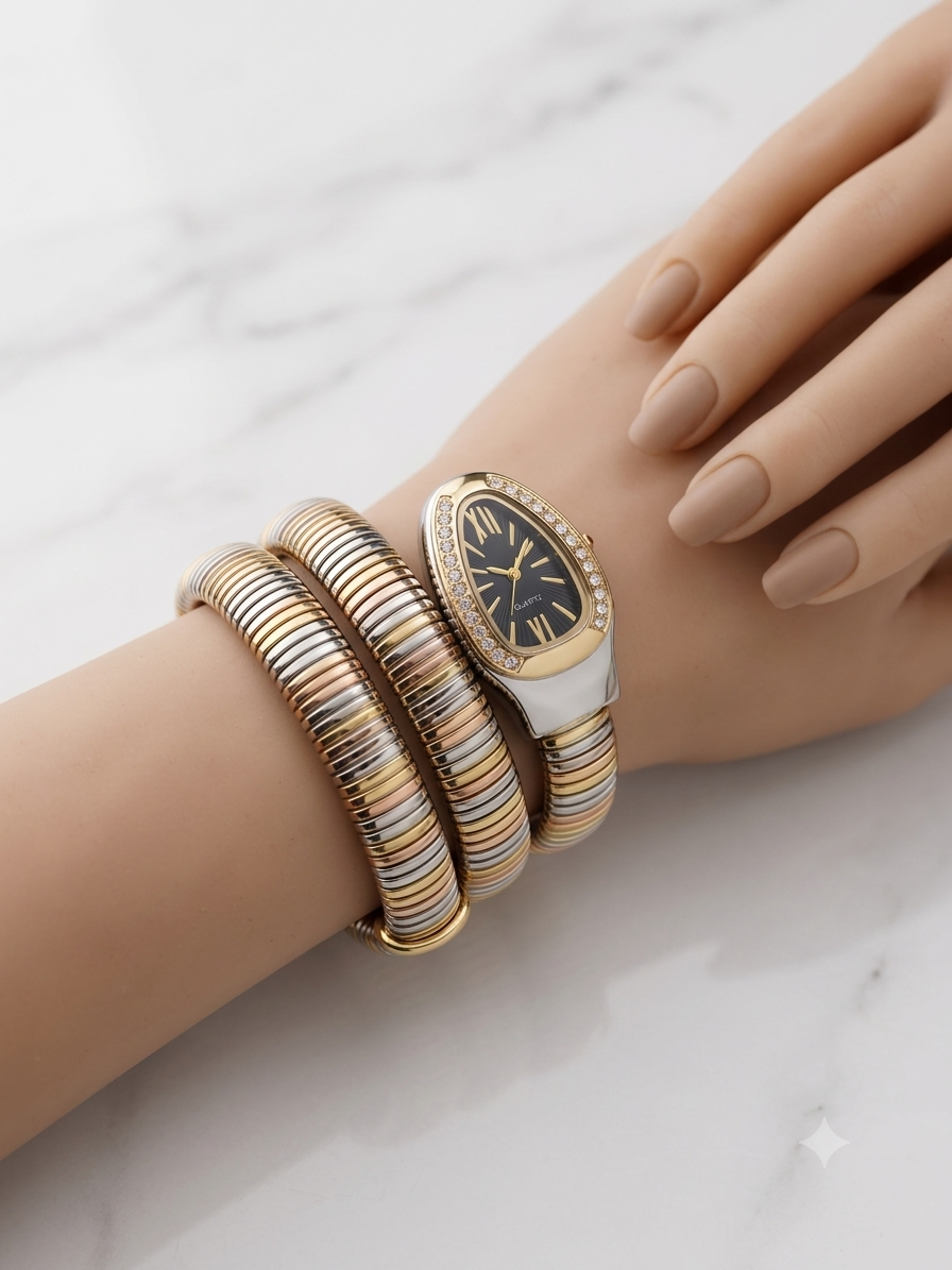 Aurelia Tri-Tone Snake Coil Watch