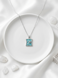 Serene Azure Floral Square Pendant