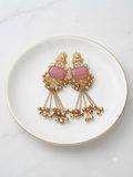 Blush Pink Crystal & Gungru Chain Dangle Earrings