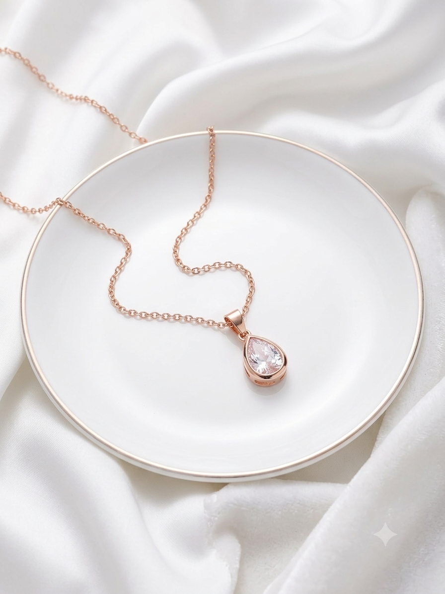 Aura Pear-Cut Rose Gold Solitaire Pendant