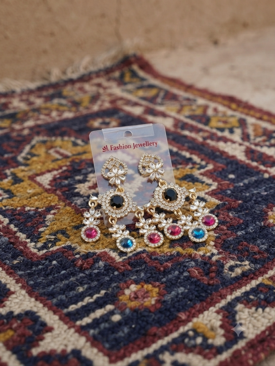The royal multi stone luxe dangle earrings