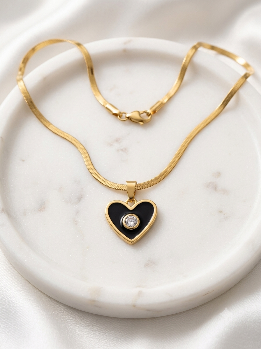 Midnight  Enamel Heart pendant