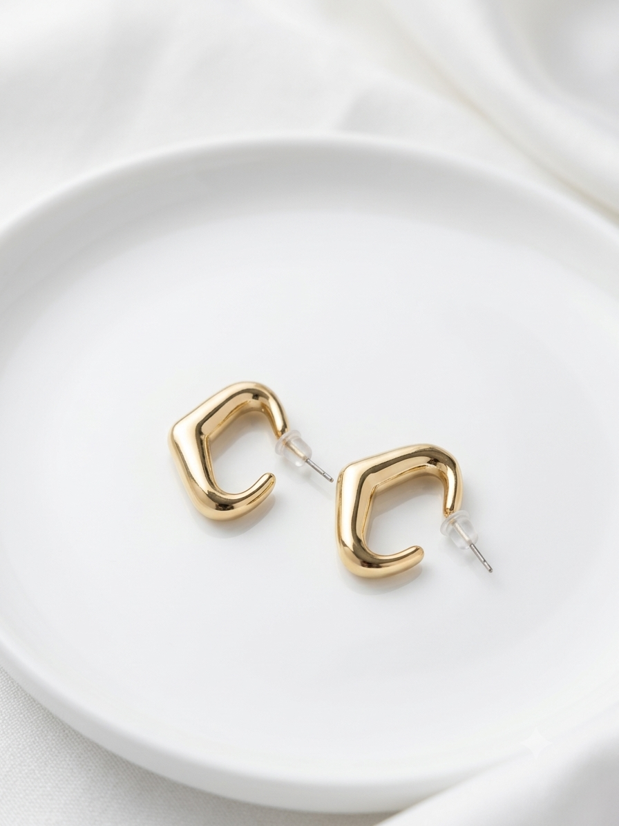Geometric Gold Square Hoop Earrings