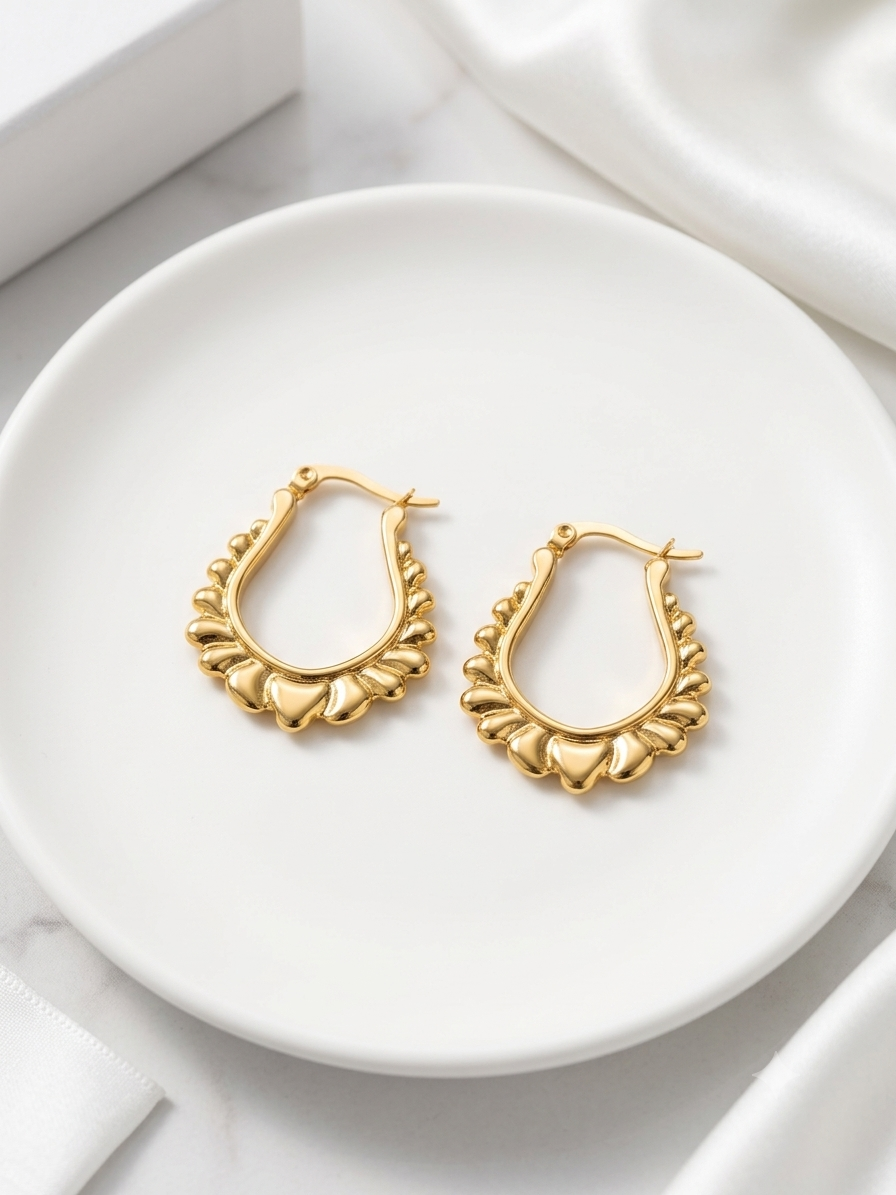 Golden Petal Sculpted Hoop baali