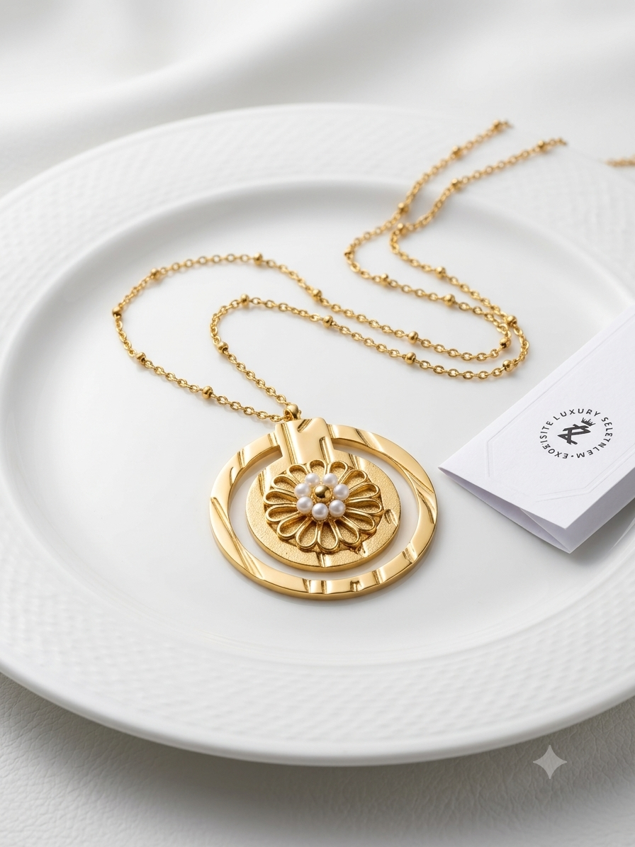 The Regal Bloom Pearl Pendant Necklace