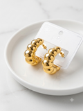 Chunky Bubble Bead Gold Hoop Earrings