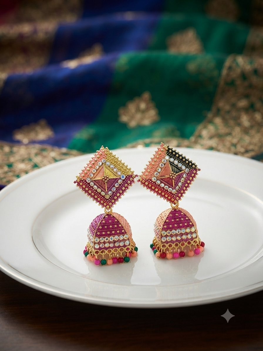Vibrant multi colour jhumka