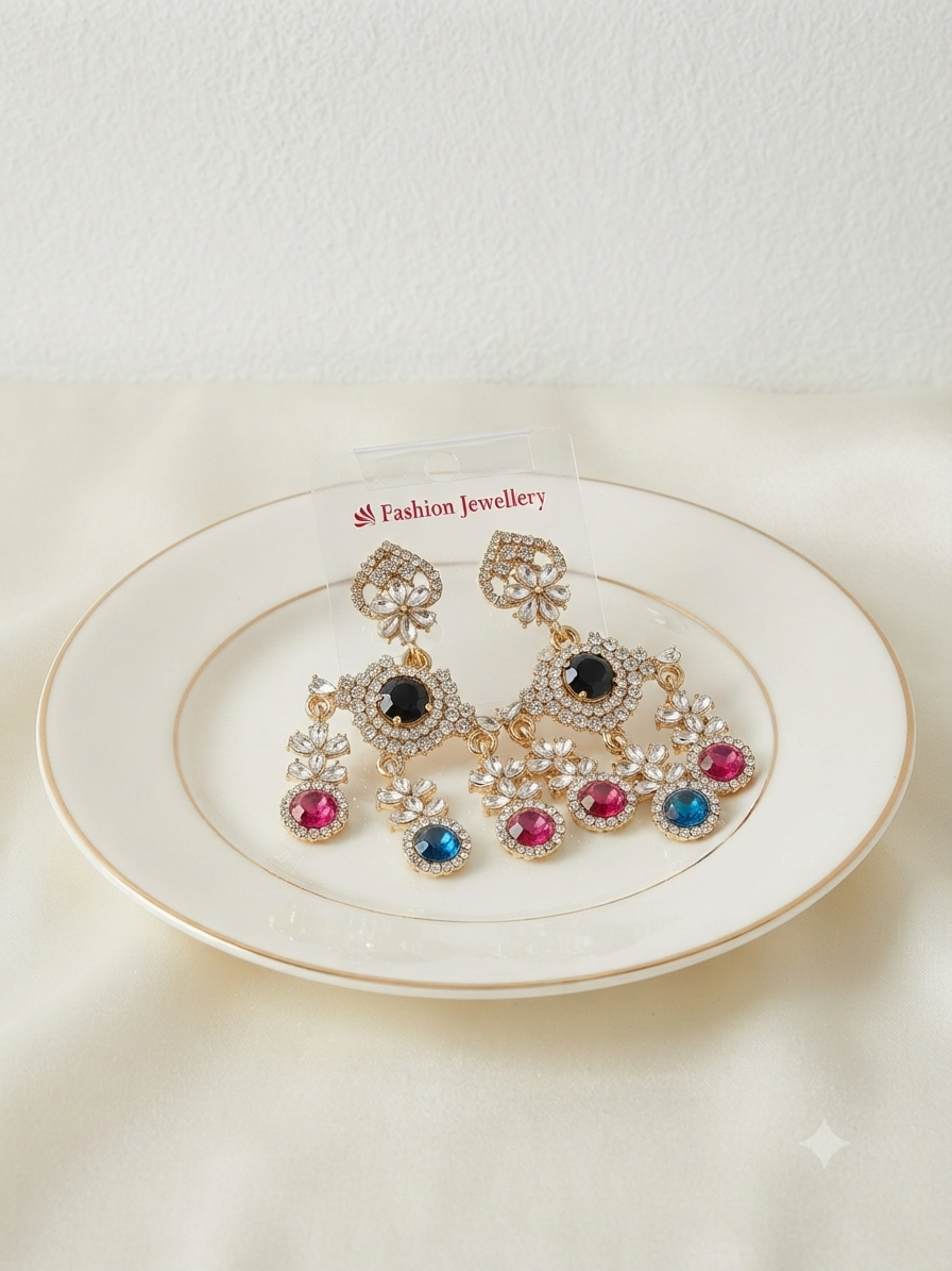 The royal multi stone luxe dangle earrings