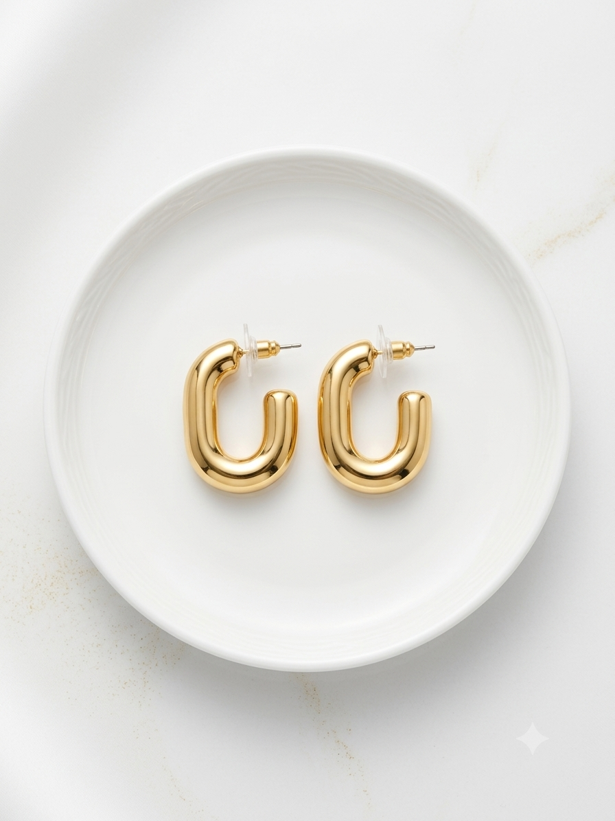 High-Shine U-Shape Open Hoops
