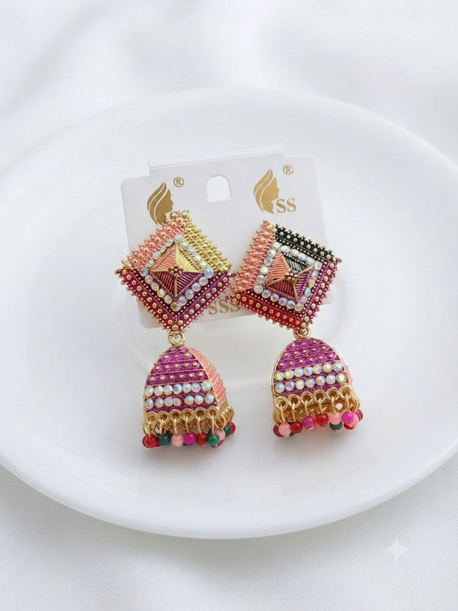 Vibrant multi colour jhumka