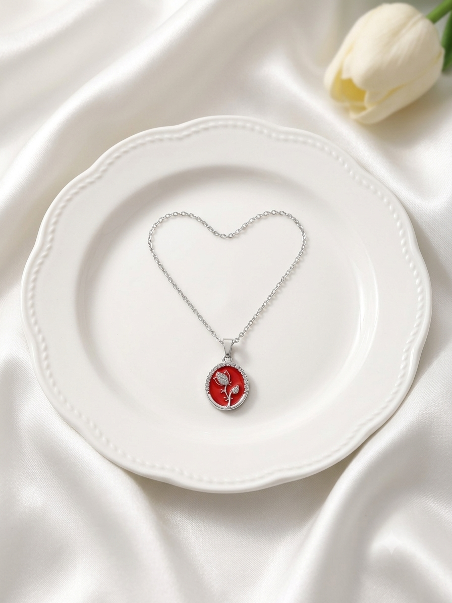 Silver-Tone Oval Pendant