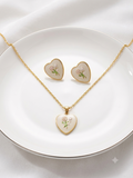 Enchanted Ivory Heart & Floral Pendant set