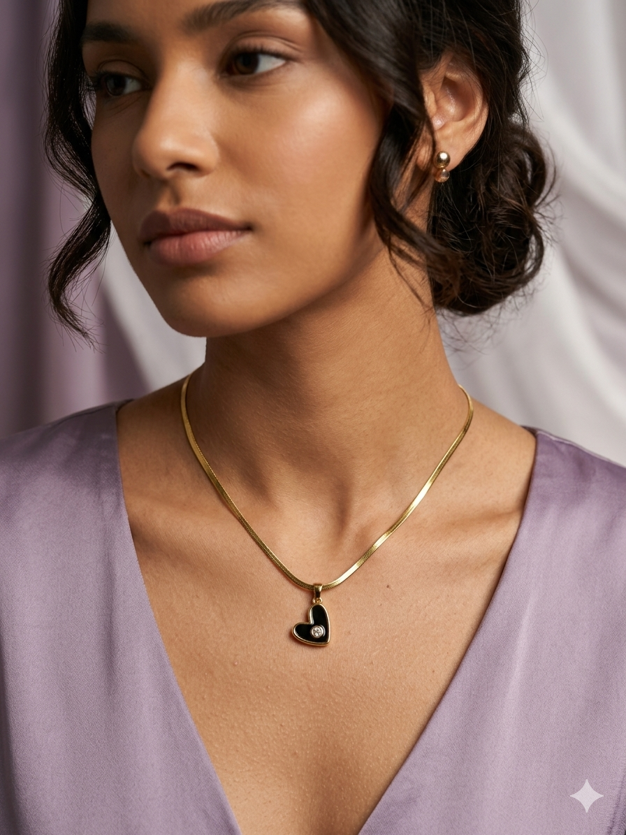 Midnight  Enamel Heart pendant