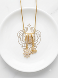 zirconia floral and butterfly dangles pendant