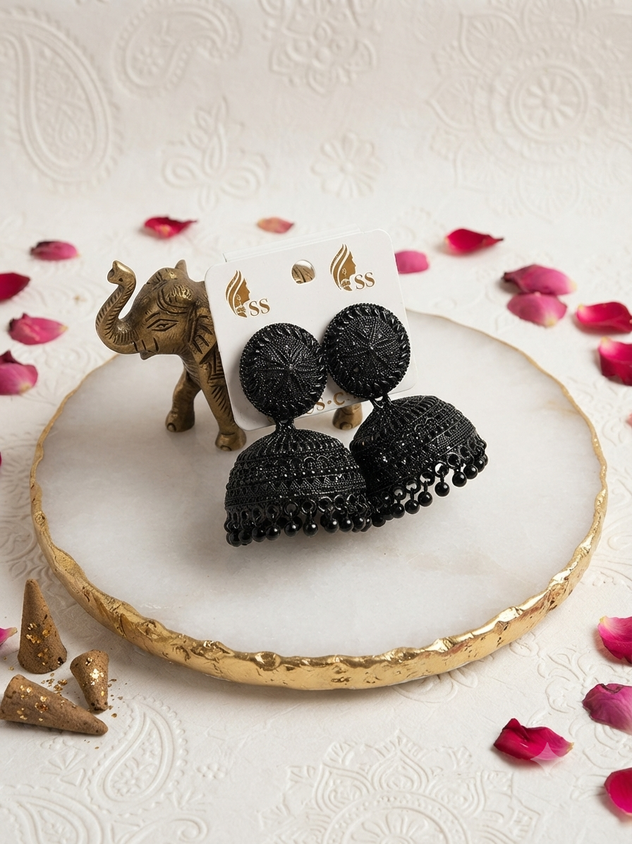The royal black jhumkas