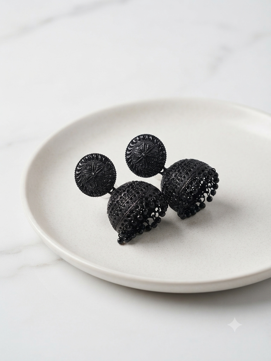 The royal black jhumkas