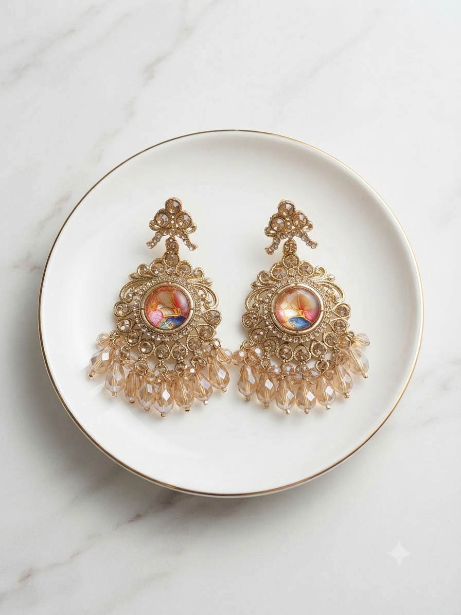 Royal Crest Enamel & Crystal Dangle Earrings