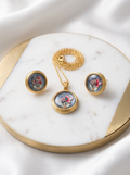 The Celestial Botanical Enamel pendant set