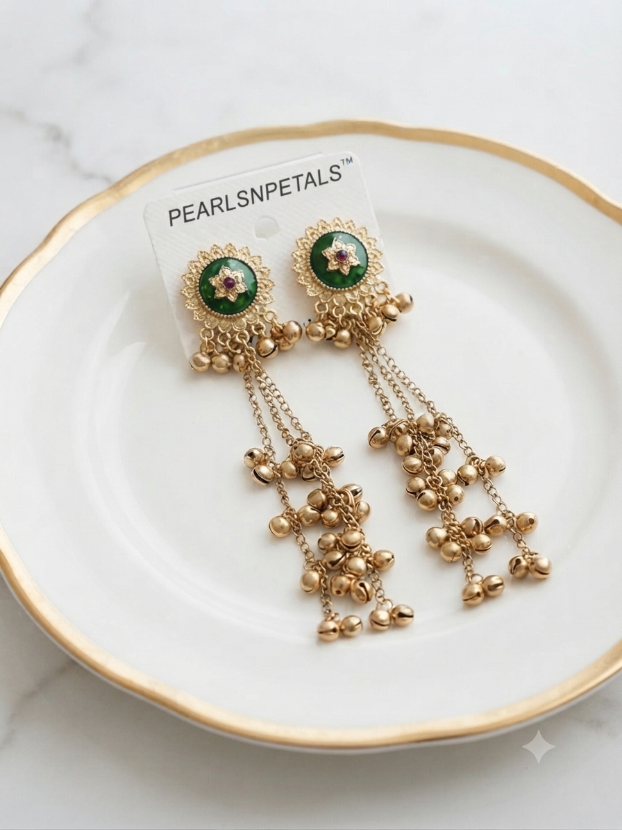 The green emerald Kashmiri earrings