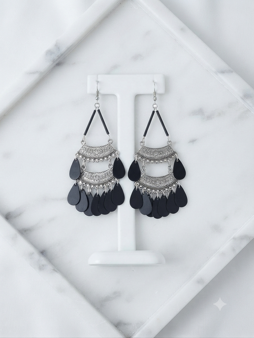 Bohemian monochrome black earrings