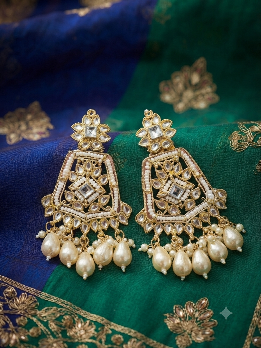 The royal gold - white luxe earrings