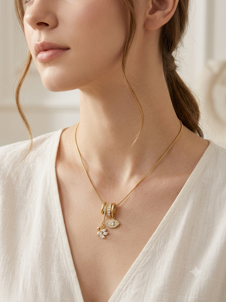 Celestial & Evil Eye Charm Pendant Necklace