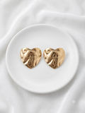 Liquid Gold Hammered Heart Stud Earrings
