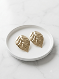The Aurelia Leaf Earrings – Textured Gold Studs