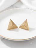 Textured Gold Geometric Pyramid Stud Earrings