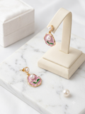 Blush bloom pearl drop earrings